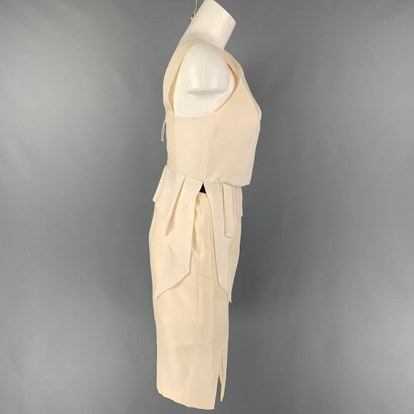J.MENDEL Size 4 Cream Silk Sleeveless Cocktail Dress - Picture 2 of 5